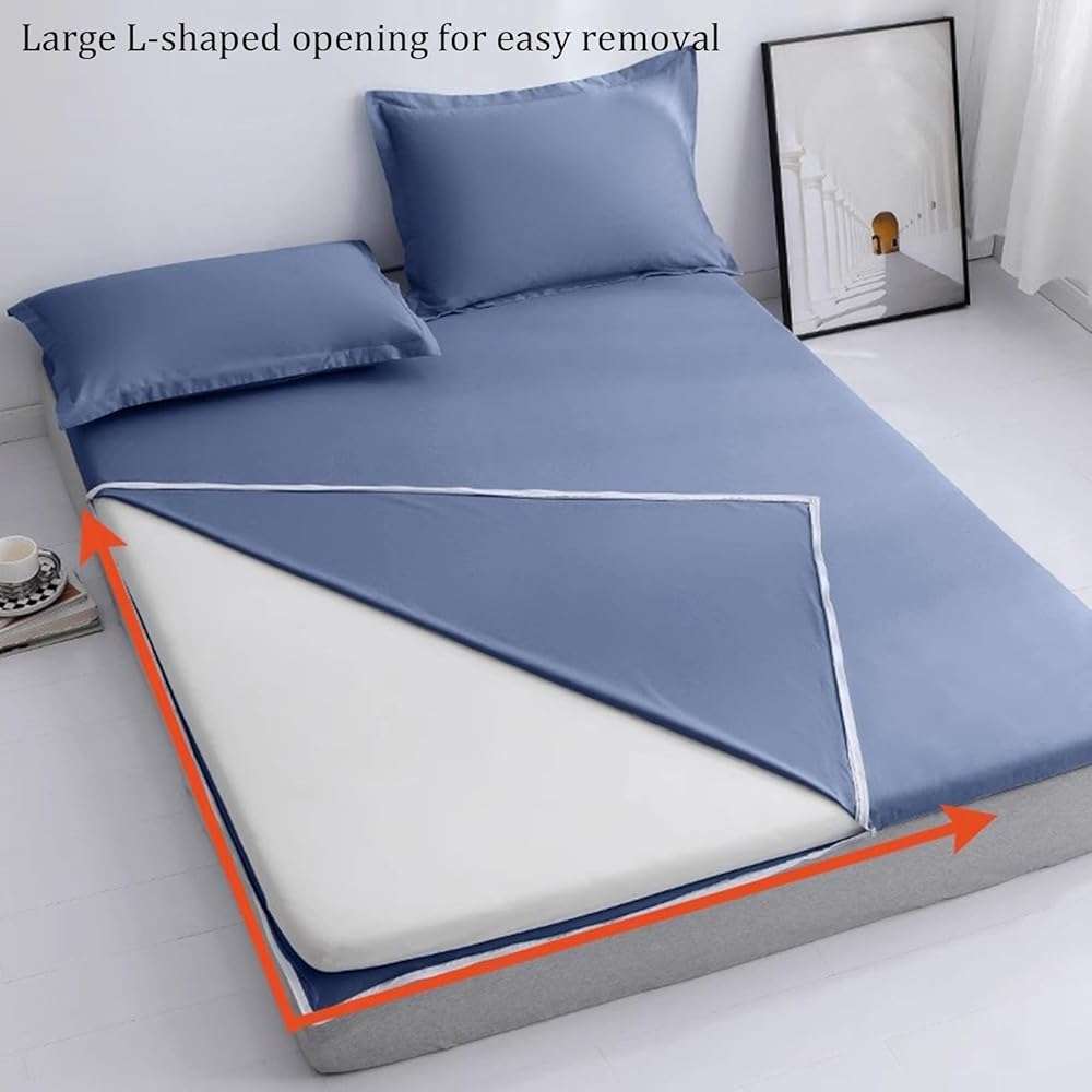 DAZULI Japanese Futon Cover Cotton Cover for Traditional Shikibuton Washable Tatami Mattress Cover Protector Sleeping Pad Soft Cover for Floor with Zipper(Size:120x200 cm/47x79in,Color:A) - Image 2