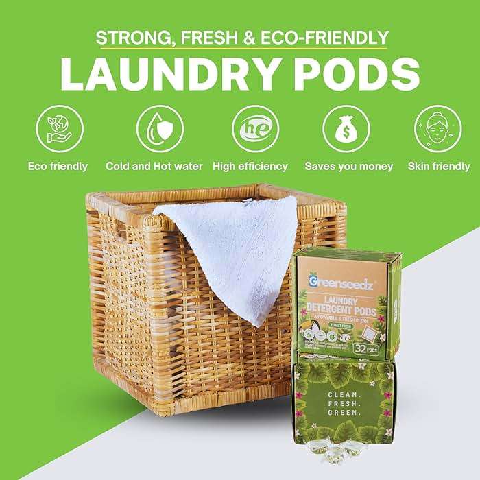 Laundry Detergent Pods, 32 Count, Fresh Scent, Eco Friendly, Biodegradable, HE Compatible, Powerful Stain & Odor Removal, Skin Friendly - Image 4