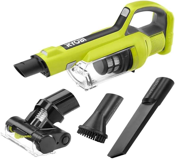 RYOBI ONE+ 18V Cordless Hand Vacuum with Powered Brush (Tool Only) Black Green (PCL700B) (Renewed) - Image 1