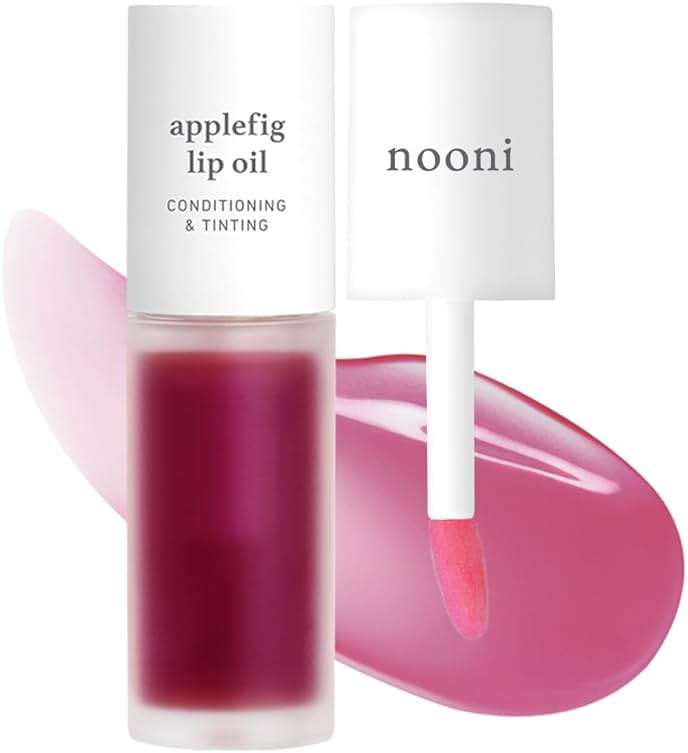 NOONI Korean Lip Oil - Applefig | Long-Lasting, Moisturizing, Plumping, Revitalizing for Dry Lips, Waterproof, No Peel Off, Hydrating, Nourishing Crystal Clear Lip Stain, 0.12 FL Oz - Image 1