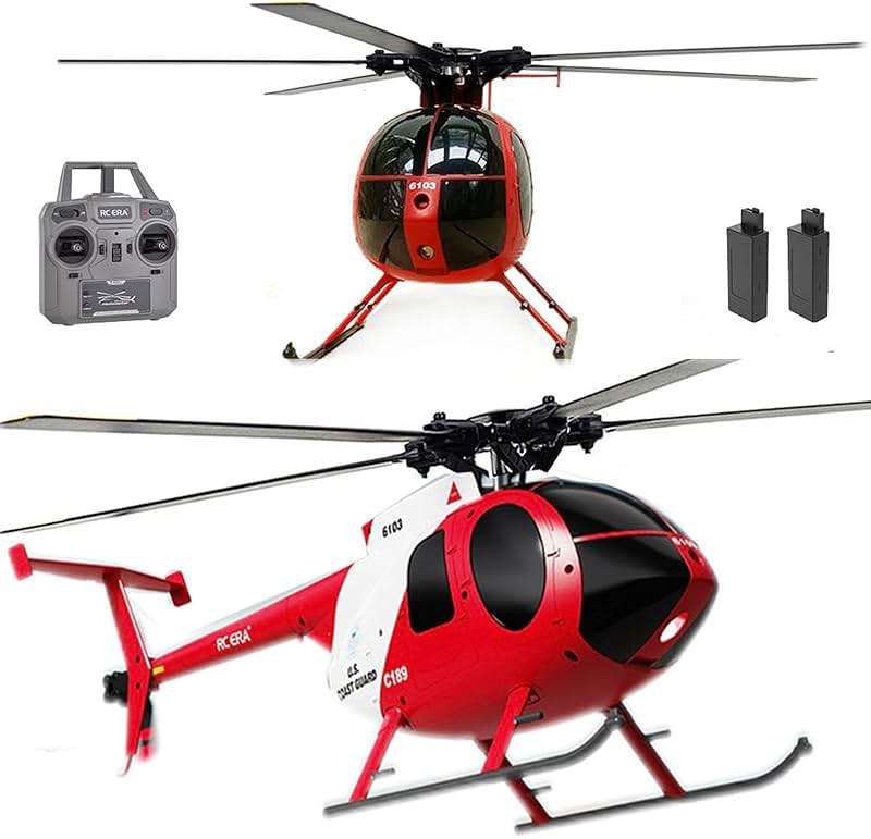 Ssccgym 335MM MD500 C189 Remote Control Helicopter Aircraft Add Optical Flow Positioning 1/28 Scale RC Heli Maintain Altitude Hover RTF US Rescue Helicopter RTF 2Batteries - Image 1