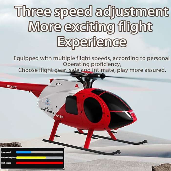 Ssccgym 335MM MD500 C189 Remote Control Helicopter Aircraft Add Optical Flow Positioning 1/28 Scale RC Heli Maintain Altitude Hover RTF US Rescue Helicopter RTF 2Batteries - Image 3