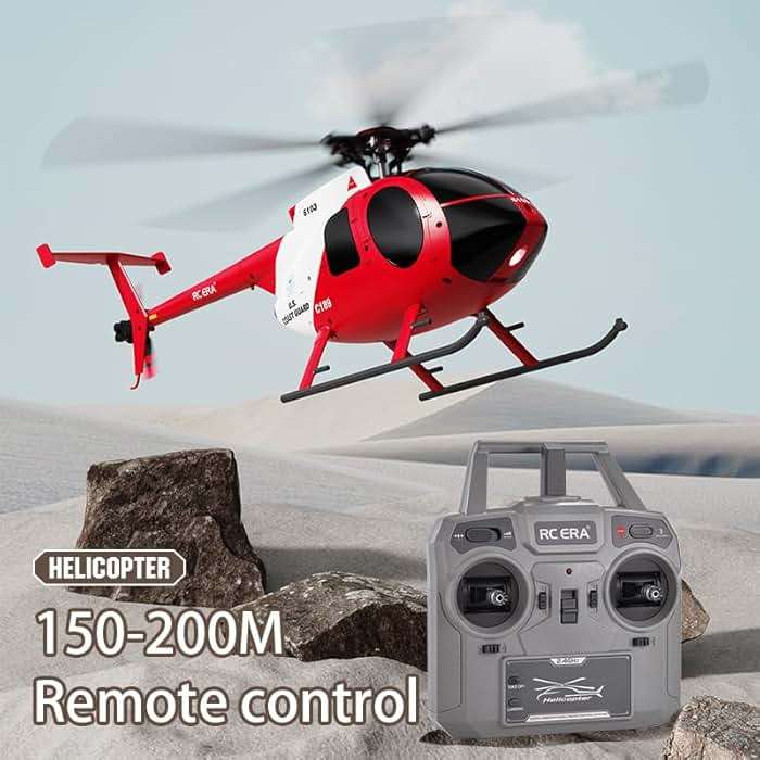 Ssccgym 335MM MD500 C189 Remote Control Helicopter Aircraft Add Optical Flow Positioning 1/28 Scale RC Heli Maintain Altitude Hover RTF US Rescue Helicopter RTF 2Batteries - Image 5
