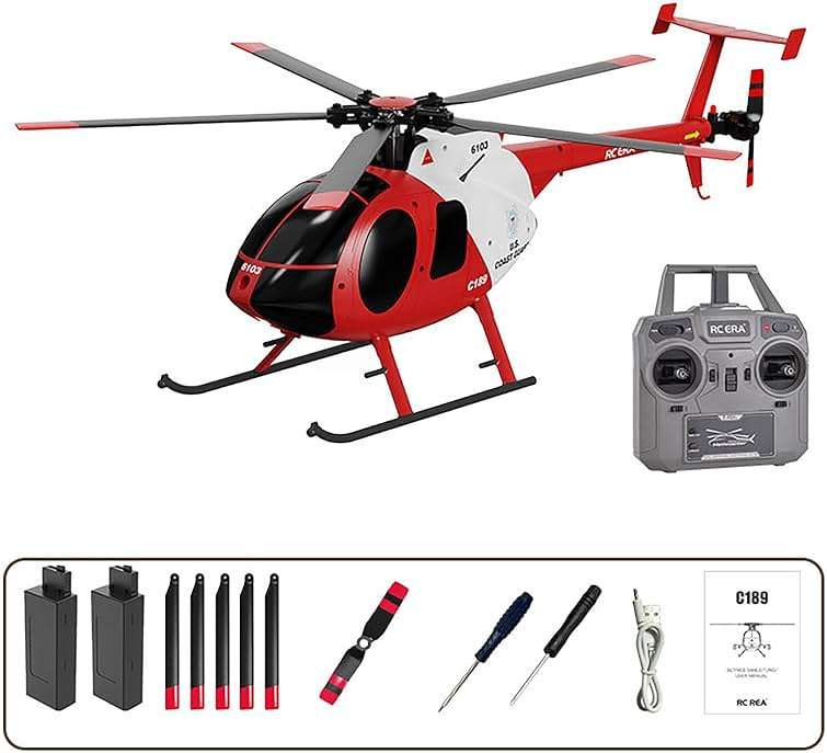 Ssccgym 335MM MD500 C189 Remote Control Helicopter Aircraft Add Optical Flow Positioning 1/28 Scale RC Heli Maintain Altitude Hover RTF US Rescue Helicopter RTF 2Batteries - Image 9