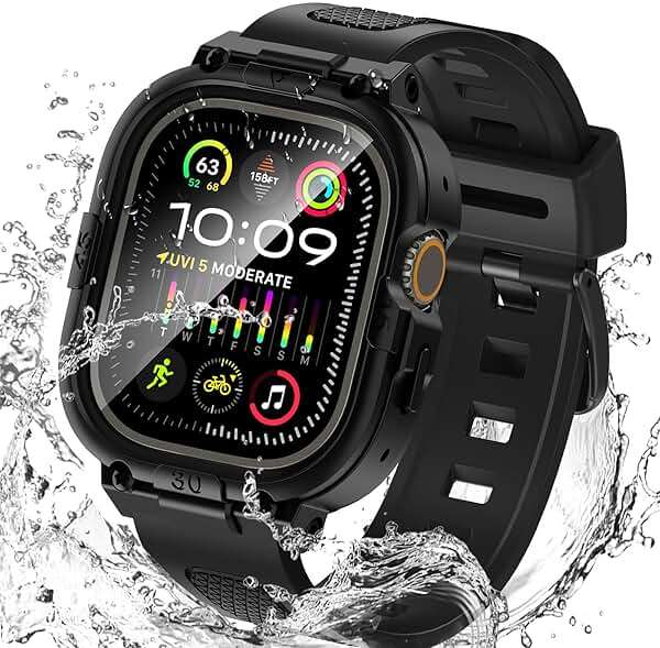 Goton 3 in 1 Waterproof Case with Band for Apple Watch with Built-in Tempered Glass Screen Protector 49mm, 360° Shockproof Bumper Face Cover with Band for Apple Watch Ultra 3/Ultra 2/Ultra, 49mm - Image 1