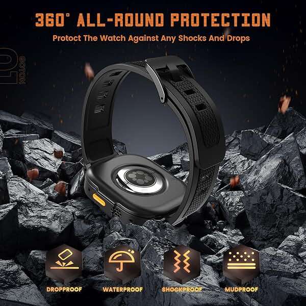 Goton 3 in 1 Waterproof Case with Band for Apple Watch with Built-in Tempered Glass Screen Protector 49mm, 360° Shockproof Bumper Face Cover with Band for Apple Watch Ultra 3/Ultra 2/Ultra, 49mm - Image 4