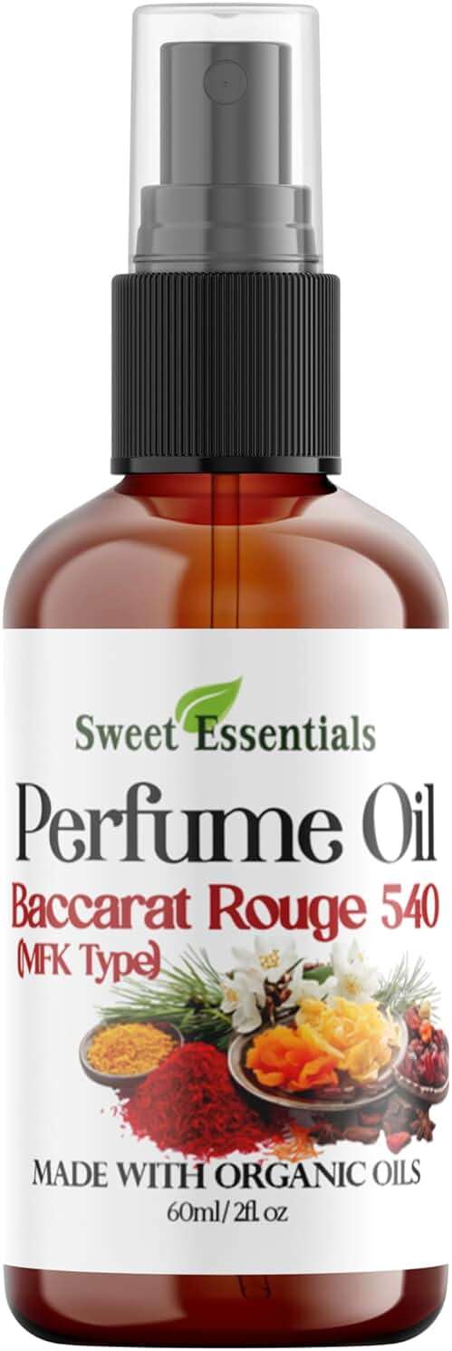 Sweet Essentials BACCARAT ROUGE-540 - (MFK Type), Fragrance - Perfume Oil, Made with Organic Oils, 2oz, Spray on Perfume Hair & Body Oil - Alcohol, Silicone & Preservative Free - Image 1