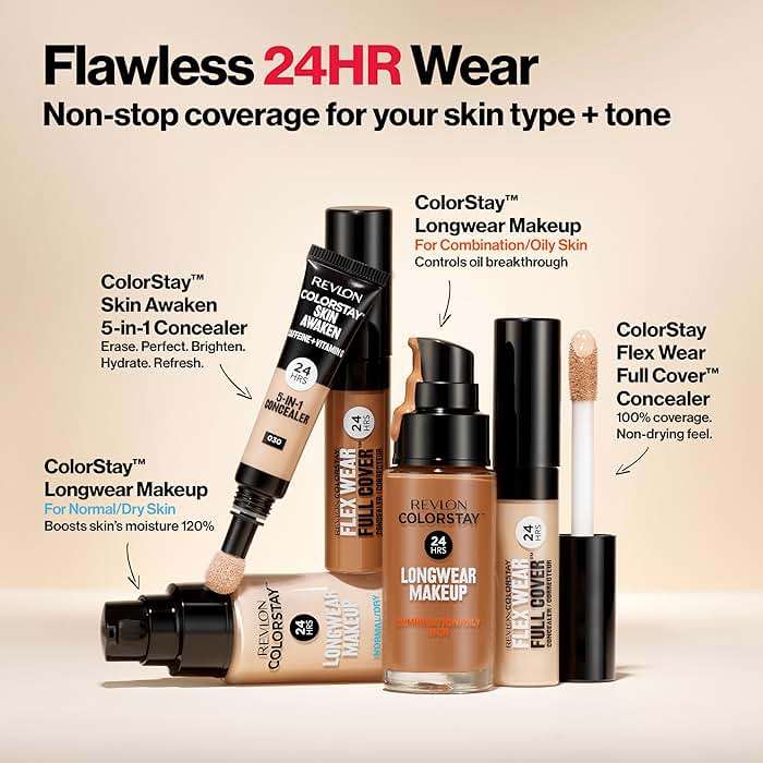 Revlon ColorStay Flex Wear, Full Cover Non-Creasing Concealer, Infused with Hyaluronic Acid & Vitamin E, Flexible Longwear, 005 Fair, 0.34 Fl Oz - Image 13