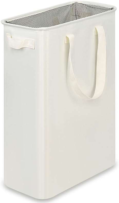 efluky Slim Laundry Basket, Narrow Laundry Hamper with Handles, Collapsible Dirty Clothes Hamper, Tall Laundry Bin for Laundry Room, Dorm and Bedroom, 12.7 Gallons(48L) Beige - Image 1