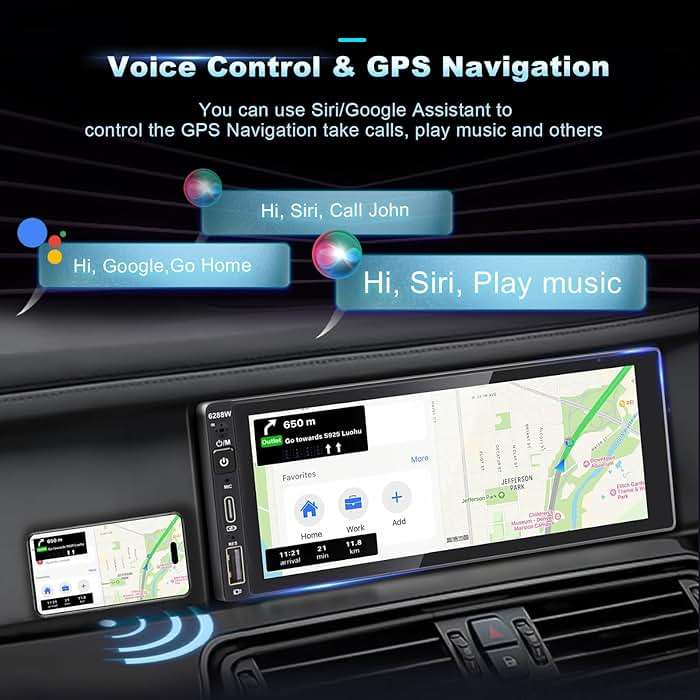 Wireless Single Din Car Stereo with Apple Carplay,IPS Touch Screen Car Radio with Bluetooth,Backup Camera,FM/AM Car Radio,Car Play Android Auto,AUXTF,Type-C,USB - Image 4