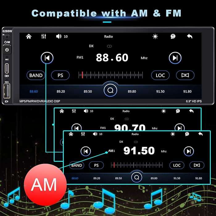 Wireless Single Din Car Stereo with Apple Carplay,IPS Touch Screen Car Radio with Bluetooth,Backup Camera,FM/AM Car Radio,Car Play Android Auto,AUXTF,Type-C,USB - Image 6