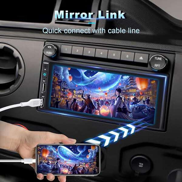 Wireless Single Din Car Stereo with Apple Carplay,IPS Touch Screen Car Radio with Bluetooth,Backup Camera,FM/AM Car Radio,Car Play Android Auto,AUXTF,Type-C,USB - Image 7