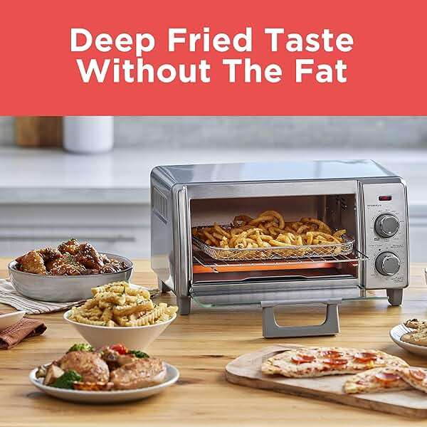 BLACK+DECKER Crisp 'N Bake Air Fry Countertop Convection Toaster Oven, Medium Capacity, 4-Slice, 5-in-1, Fits 9” Pizza, 30-Min Timer, Bake, Broil, Air Fry, Toast, Keep Warm, Stainless Steel - Image 8