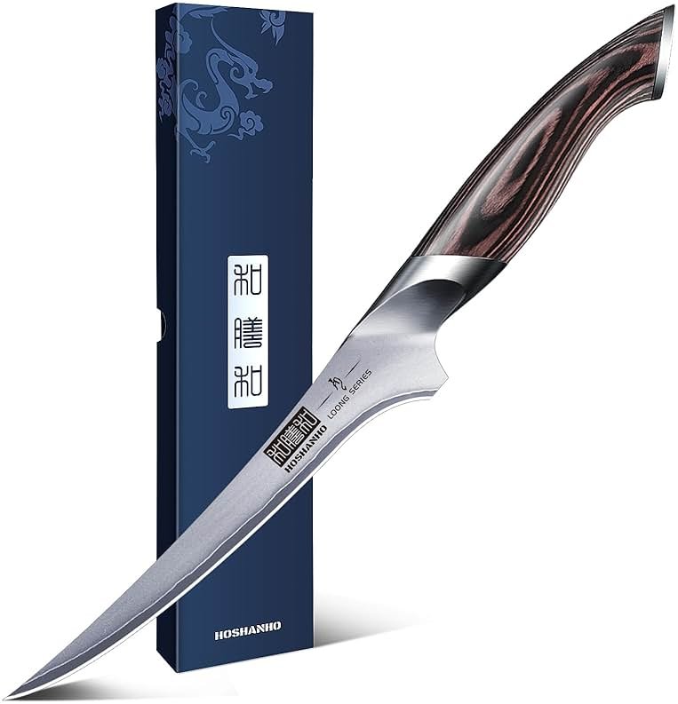 HOSHANHO Fillet Knife 7 Inch, Super Sharp Boning Knife in High Carbon Stainless Steel, Professional Japanese Fish Knives for Meat Poultry Cutting - Product Image