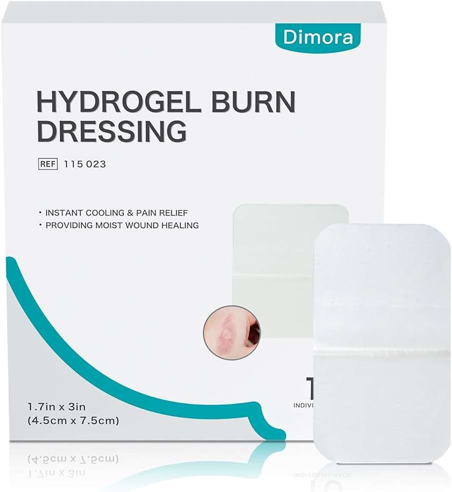 Dimora Hydrogel Wound Dressing 1.7" x3" - Burn Pads Sterile Soothing Bandage, Cooling Protective Treatment for Minor Burns & Blisters, Cuts, Abrasions,Cracked Nipples, 10 Count - Image 1