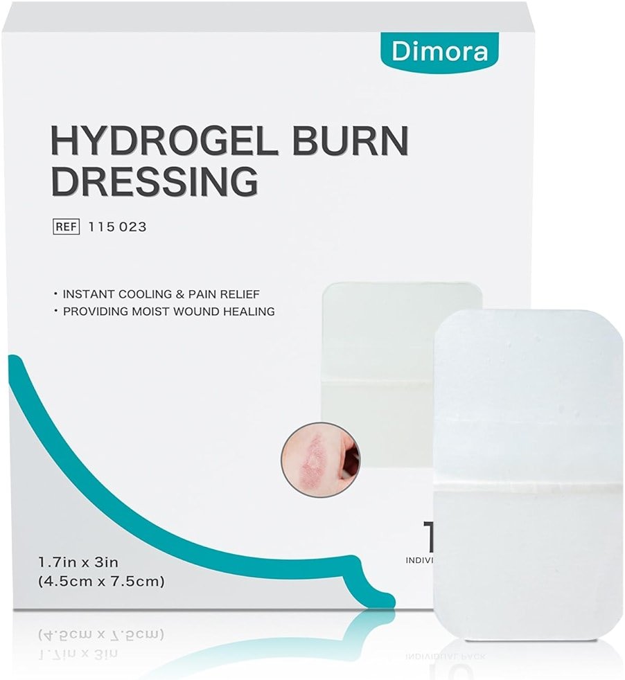 Dimora Hydrogel Wound Dressing 1.7" x3" - Burn Pads Sterile Soothing Bandage, Cooling Protective Treatment for Minor Burns & Blisters, Cuts, Abrasions,Cracked Nipples, 10 Count - Product Image