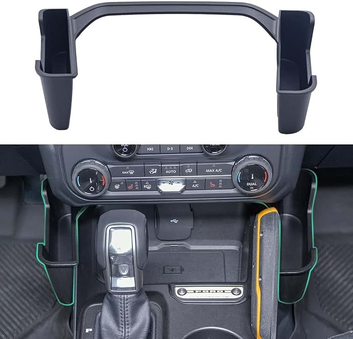 TOPINSTALL New Gear Shifter Organizer Compatible with 2021-2025 2026 Ford Bronco, Center Console Gear Side Storage Box Tray Interior Accessories for Bronco 2/4-Door (Not for Bronco Sport) - Product Image