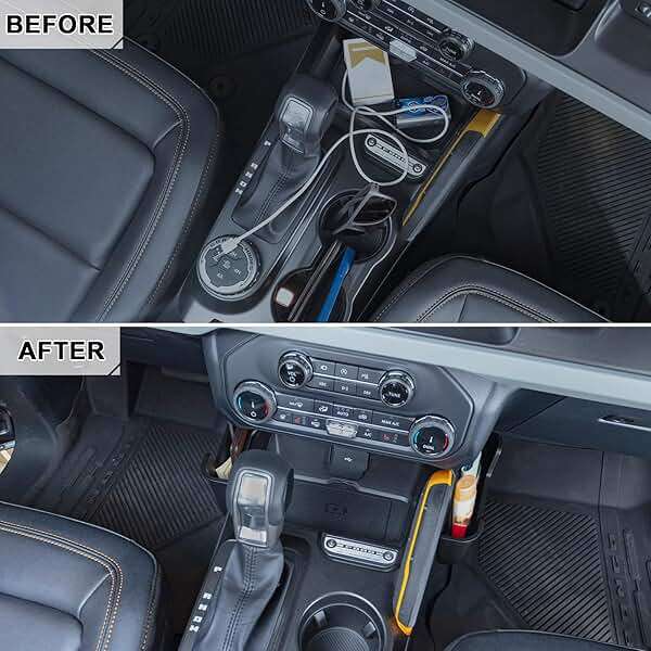 TOPINSTALL New Gear Shifter Organizer Compatible with 2021-2025 2026 Ford Bronco, Center Console Gear Side Storage Box Tray Interior Accessories for Bronco 2/4-Door (Not for Bronco Sport) - Image 2