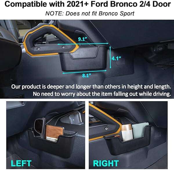 TOPINSTALL New Gear Shifter Organizer Compatible with 2021-2025 2026 Ford Bronco, Center Console Gear Side Storage Box Tray Interior Accessories for Bronco 2/4-Door (Not for Bronco Sport) - Image 5