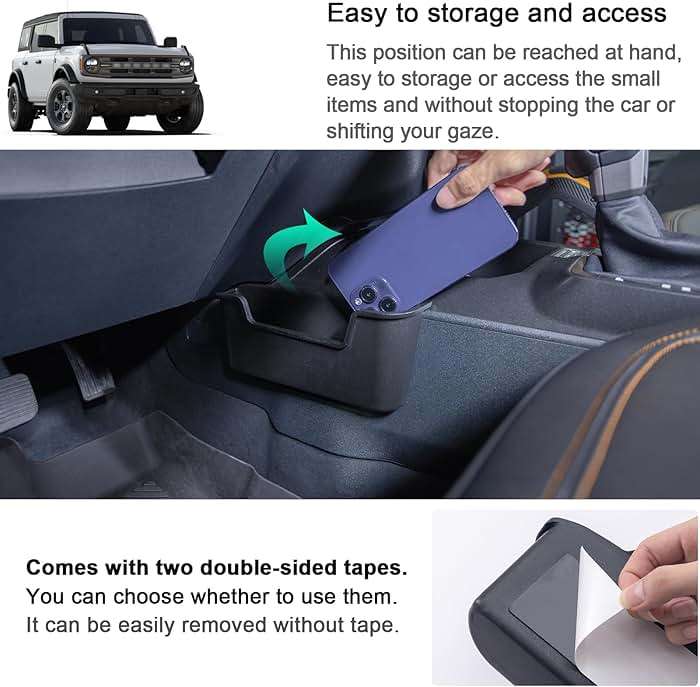 TOPINSTALL New Gear Shifter Organizer Compatible with 2021-2025 2026 Ford Bronco, Center Console Gear Side Storage Box Tray Interior Accessories for Bronco 2/4-Door (Not for Bronco Sport) - Image 6