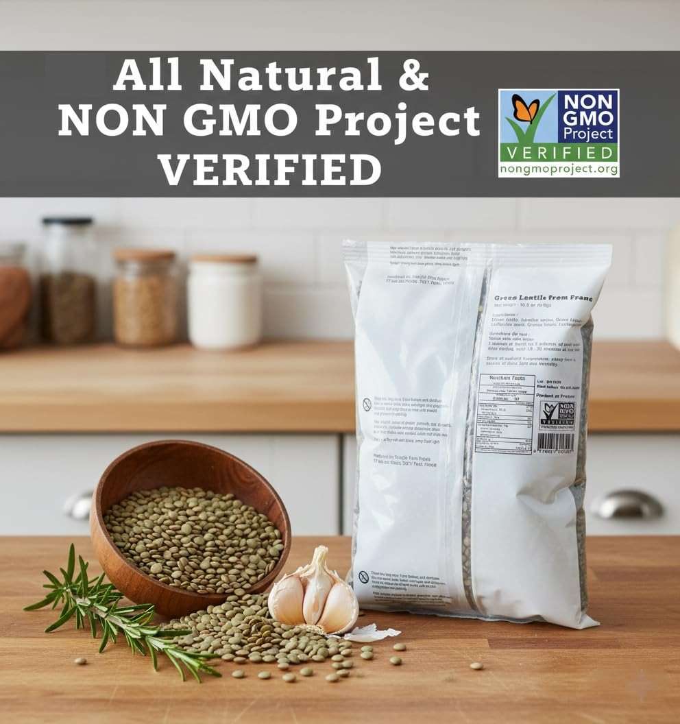 Straight from France Genuinely French, Non GMO Certified French Green Lentils, All Natural Dry Lentils, Rich in Plant Based Protein and Dietary Fibers 14.5 Oz - Image 4