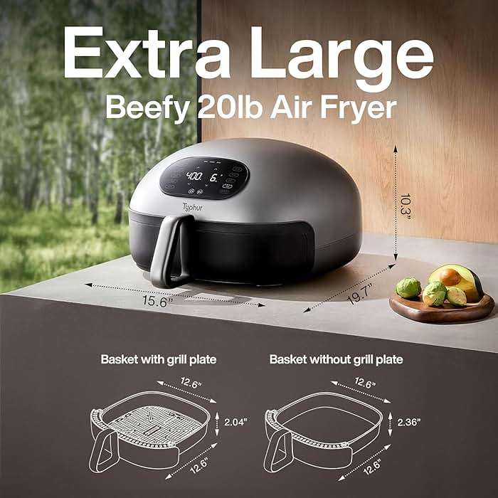 Typhur Dome 2 AI Smart Air Fryer, 15-in-1 Large Flat Airfryer with Top & Bottom Heating, Self-Cleaning Digital Fryer, PFAS-Free Ceramic Basket, Fits a 12" Pizza or Steaks, Whisper-Quiet, 120V - Image 2