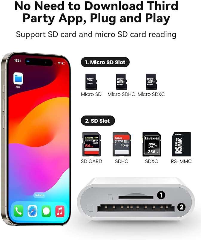 USB C SD Card Reader for iPhone 15 16/iPad/MacBook/Mac, xdgeLoad USB-C Type C SD Reader Supports SD and MicroSD Memory Card Adapter, Trail Camera Viewer Plug and Play - 2 Slots - Image 2