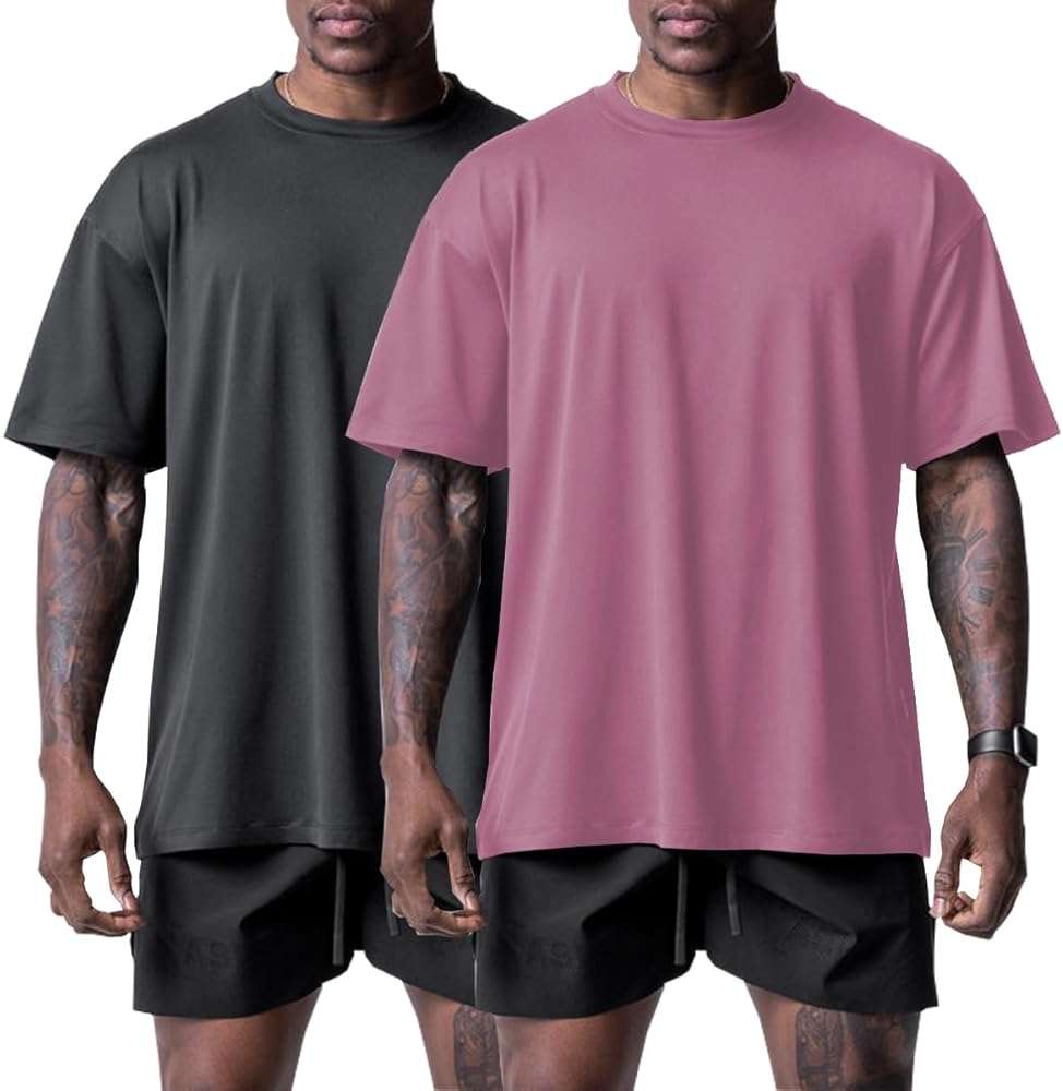 Muscle Killer 1/2pack Mens T Shirt Gym Workout Dry Fit Short Sleeve Athletic Fitness Crew Neck Tee Shirts Casual Loose Fit - Image 1
