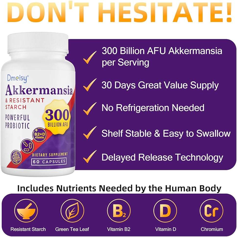 Akkermansia Supplement - 300 Billion AFU Akkermansia Muciniphila, Akkermansia Probiotic for Women & Men, for Boost , Digestive, Gut, Immunity, Enhances Gut Lining Function & Intestinal Walls, 60 Count - Image 7