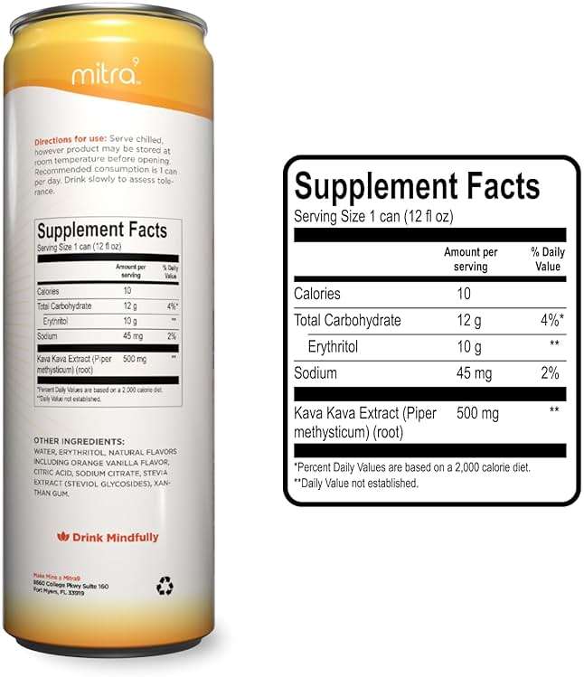 Mitra9 | Orange Dreamsicle Kava Seltzer - Sparkling Relaxation Drink | 4-Pack | Non-Alcoholic Alcohol Alternative | 500mg Kava Root Extract | Low Calorie, Plant Based Stress Relief | 12 fl oz Cans - Image 2