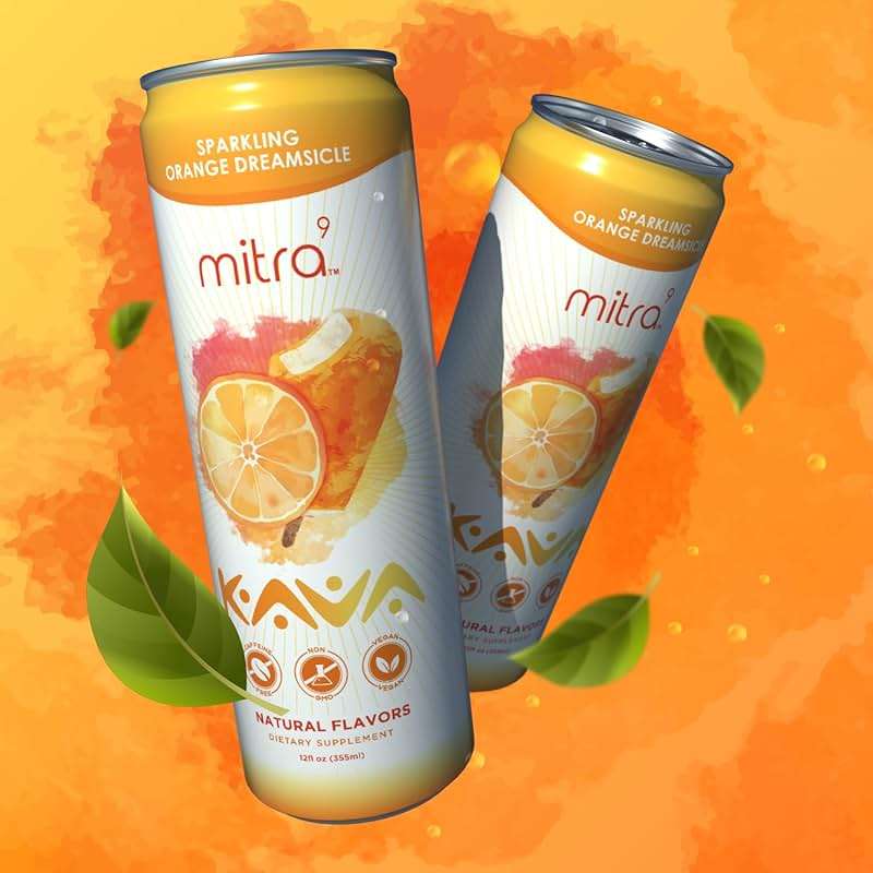 Mitra9 | Orange Dreamsicle Kava Seltzer - Sparkling Relaxation Drink | 4-Pack | Non-Alcoholic Alcohol Alternative | 500mg Kava Root Extract | Low Calorie, Plant Based Stress Relief | 12 fl oz Cans - Image 4