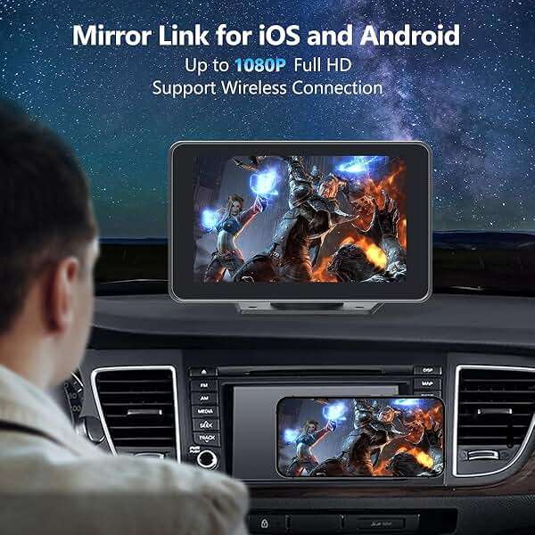 Carplay Screen for Car with Apple CarPlay/Android Auto, 7" Wireless Car Stereo, Portable Touchscreen Car Radio with Bluetooth, Backup Camera, GPS Navigation, Mirror Link,Multimedia Player All Vehicles - Image 5