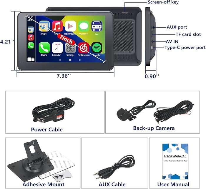Carplay Screen for Car with Apple CarPlay/Android Auto, 7" Wireless Car Stereo, Portable Touchscreen Car Radio with Bluetooth, Backup Camera, GPS Navigation, Mirror Link,Multimedia Player All Vehicles - Image 7