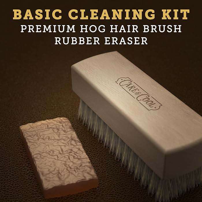 Care & Cool Suede and Nubuck Cleaning Premium 100% Hog Hair Brush 3.94"x1.38" and Rubber Eraser - Gentle Cleaning, Nap Restoration - Ideal for Suede, Nubuck, Velvet, Leather, Canvas, Knit - Image 2