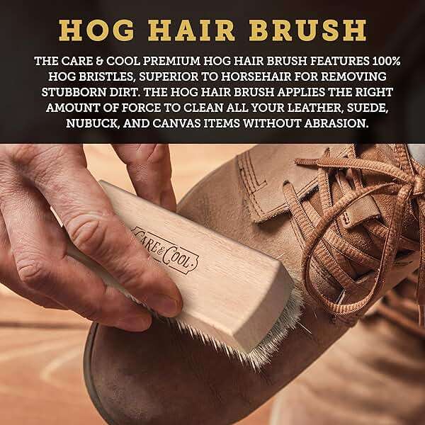 Care & Cool Suede and Nubuck Cleaning Premium 100% Hog Hair Brush 3.94"x1.38" and Rubber Eraser - Gentle Cleaning, Nap Restoration - Ideal for Suede, Nubuck, Velvet, Leather, Canvas, Knit - Image 6