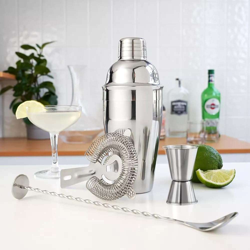 ZPUFAW 6-Piece Cocktail Shaker Set 24oz Shaker Strainer Muddler Jigger Mixing Spoon Pour Spout Bartender Kit Stainless Steel Bar Set Housewarming Gift - Image 4