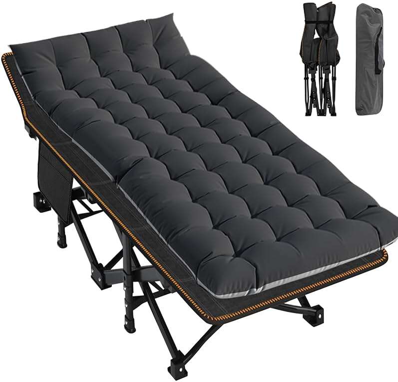 LILYPELLE Oversized XXL Folding Camping Cot, 78" L x 32" W x 18" H Heavy Duty Sleeping Cots with Carry Bag, Double Layer Oxford Portable Travel Camp Cots for Home, Office Nap and Outdoor Beach - Image 1