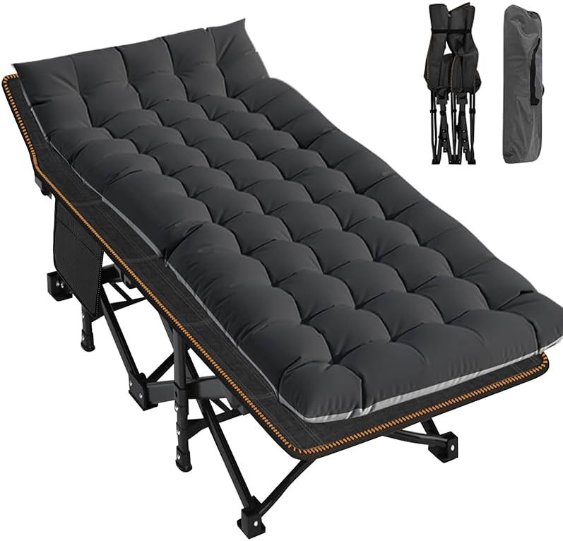 LILYPELLE Oversized XXL Folding Camping Cot, 78" L x 32" W x 18" H Heavy Duty Sleeping Cots with Carry Bag, Double Layer Oxford Portable Travel Camp Cots for Home, Office Nap and Outdoor Beach - Product Image
