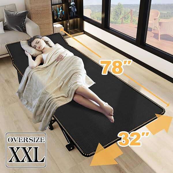 LILYPELLE Oversized XXL Folding Camping Cot, 78" L x 32" W x 18" H Heavy Duty Sleeping Cots with Carry Bag, Double Layer Oxford Portable Travel Camp Cots for Home, Office Nap and Outdoor Beach - Image 3