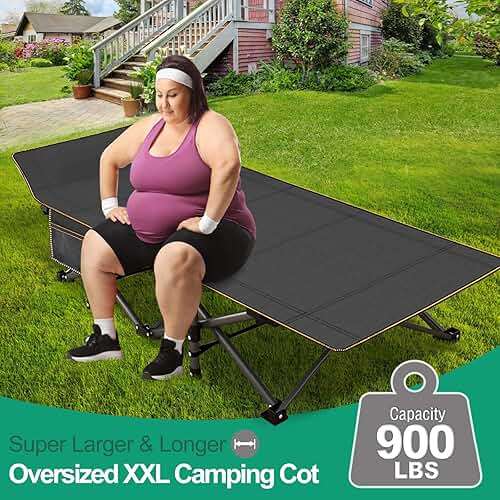 LILYPELLE Oversized XXL Folding Camping Cot, 78" L x 32" W x 18" H Heavy Duty Sleeping Cots with Carry Bag, Double Layer Oxford Portable Travel Camp Cots for Home, Office Nap and Outdoor Beach - Image 4