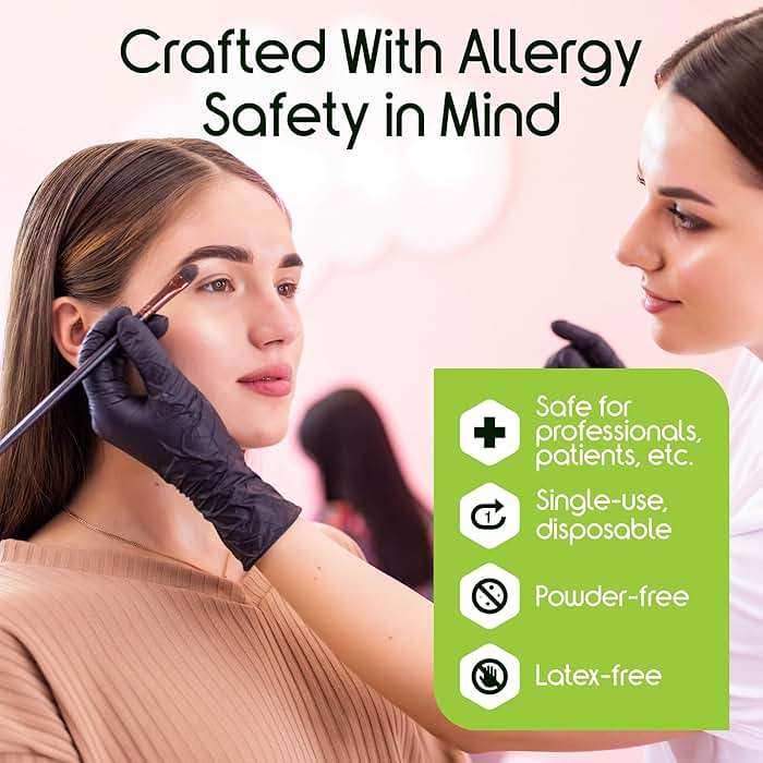 Inspire Black Nitrile Disposable Gloves | 4.5 Nitrile Disposable Safety Medical Cooking Cleaning Gloves - Image 3