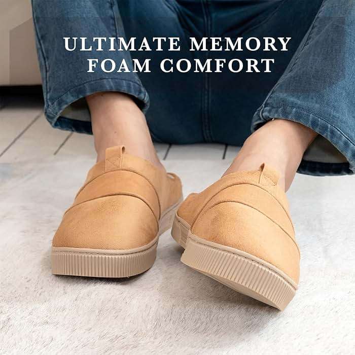 isotoner mens Indoor/Outdoor Slip-on Canvas and Microsuede Emmett Clog Slippers With Memory Foam Comfort - Image 3