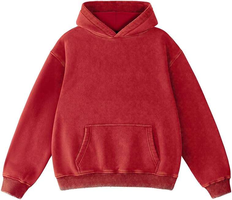 Dnzzs Men's Oversized Acid Wash Hoodies Heavyweight Cotton Fleece Sweatshirt Loose Fit Fall Winter Casual Streetwear Pullover - Image 1