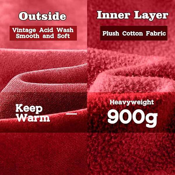 Dnzzs Men's Oversized Acid Wash Hoodies Heavyweight Cotton Fleece Sweatshirt Loose Fit Fall Winter Casual Streetwear Pullover - Image 4