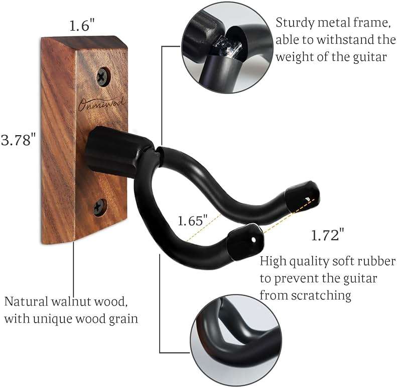 Ukulele Wall Mount Hanger 2 Pack, Black Walnut Wood U-Shaped Ukulele Holder Hanger, Ukulele Wall Mount Hook for Ukulele Banjo Mandolin Concert Pineapple Soprano Tenor and Baritone - Image 5
