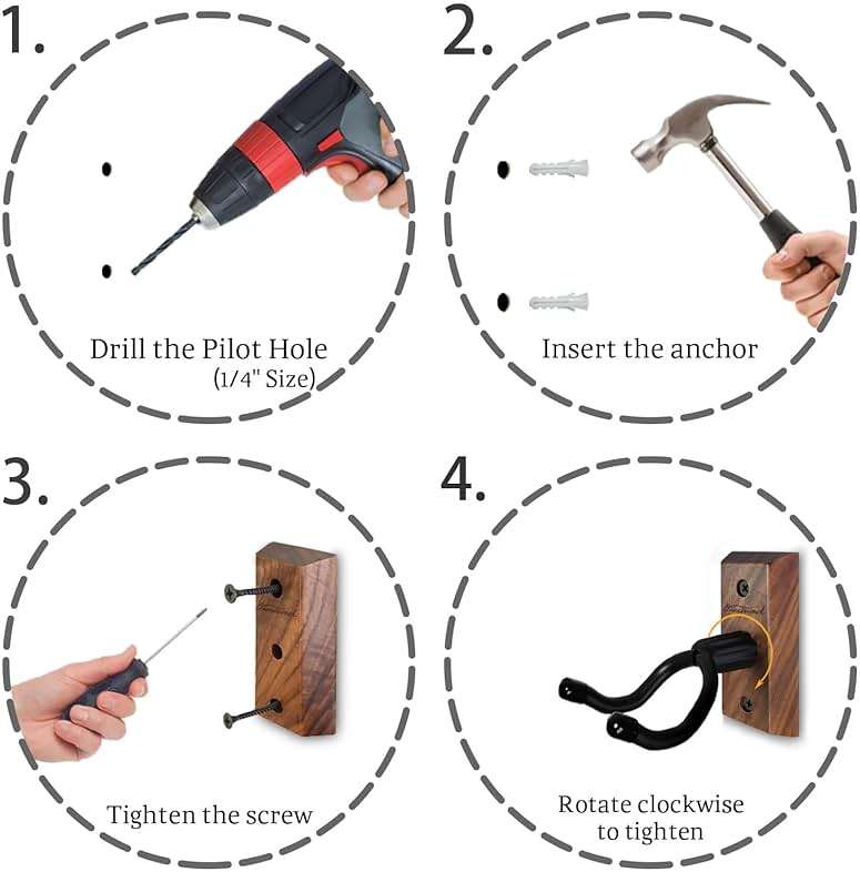 Ukulele Wall Mount Hanger 2 Pack, Black Walnut Wood U-Shaped Ukulele Holder Hanger, Ukulele Wall Mount Hook for Ukulele Banjo Mandolin Concert Pineapple Soprano Tenor and Baritone - Image 6