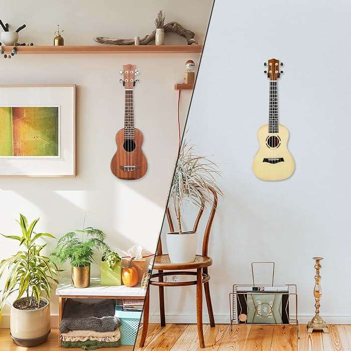 Ukulele Wall Mount Hanger 2 Pack, Black Walnut Wood U-Shaped Ukulele Holder Hanger, Ukulele Wall Mount Hook for Ukulele Banjo Mandolin Concert Pineapple Soprano Tenor and Baritone - Image 8