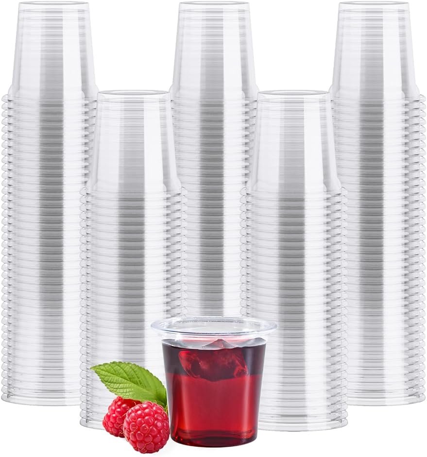 JOLLY CHEF 500 Pack Plastic Shot Glasses, 1 oz Clear Disposable Jelly Cups Reusable Perfect for Wine Tasting, Whiskey, Food Samples, Halloween, Thanksgiving Party, Wedding, Christmas - Product Image