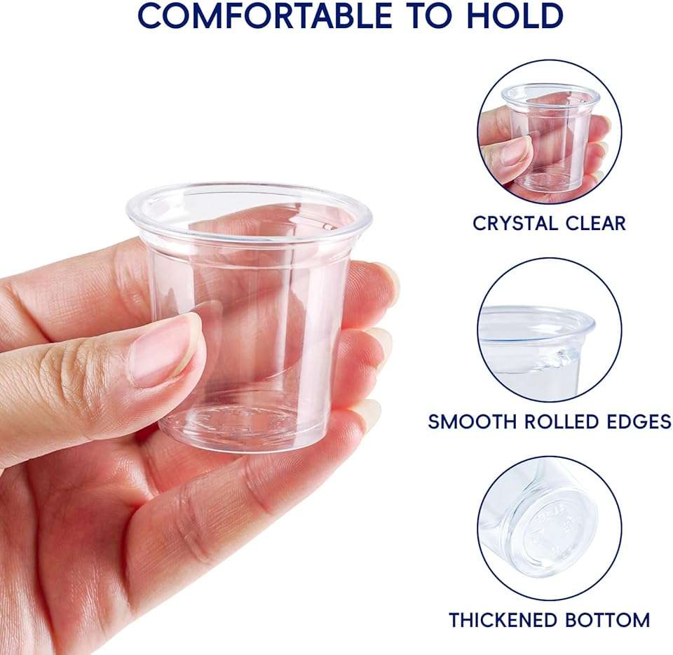 JOLLY CHEF 500 Pack Plastic Shot Glasses, 1 oz Clear Disposable Jelly Cups Reusable Perfect for Wine Tasting, Whiskey, Food Samples, Halloween, Thanksgiving Party, Wedding, Christmas - Image 5
