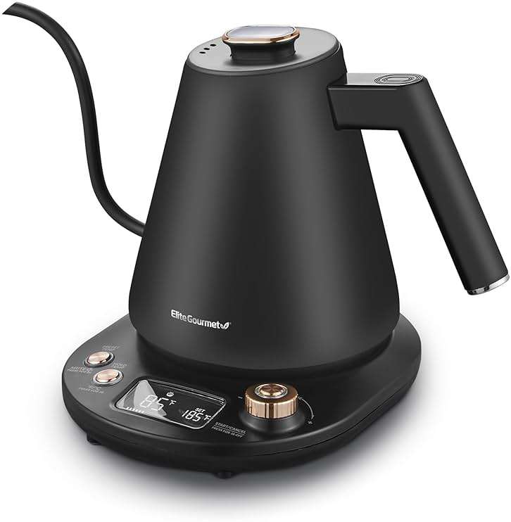 Elite Gourmet EKT3001 1L Digital Water Kettle, 304 Stainless Steel Interior, Programmed Temperatures, Keep Warm Function, Cordless, 360° Base, Auto Off & Audible Indicator, Matte Black - Image 1